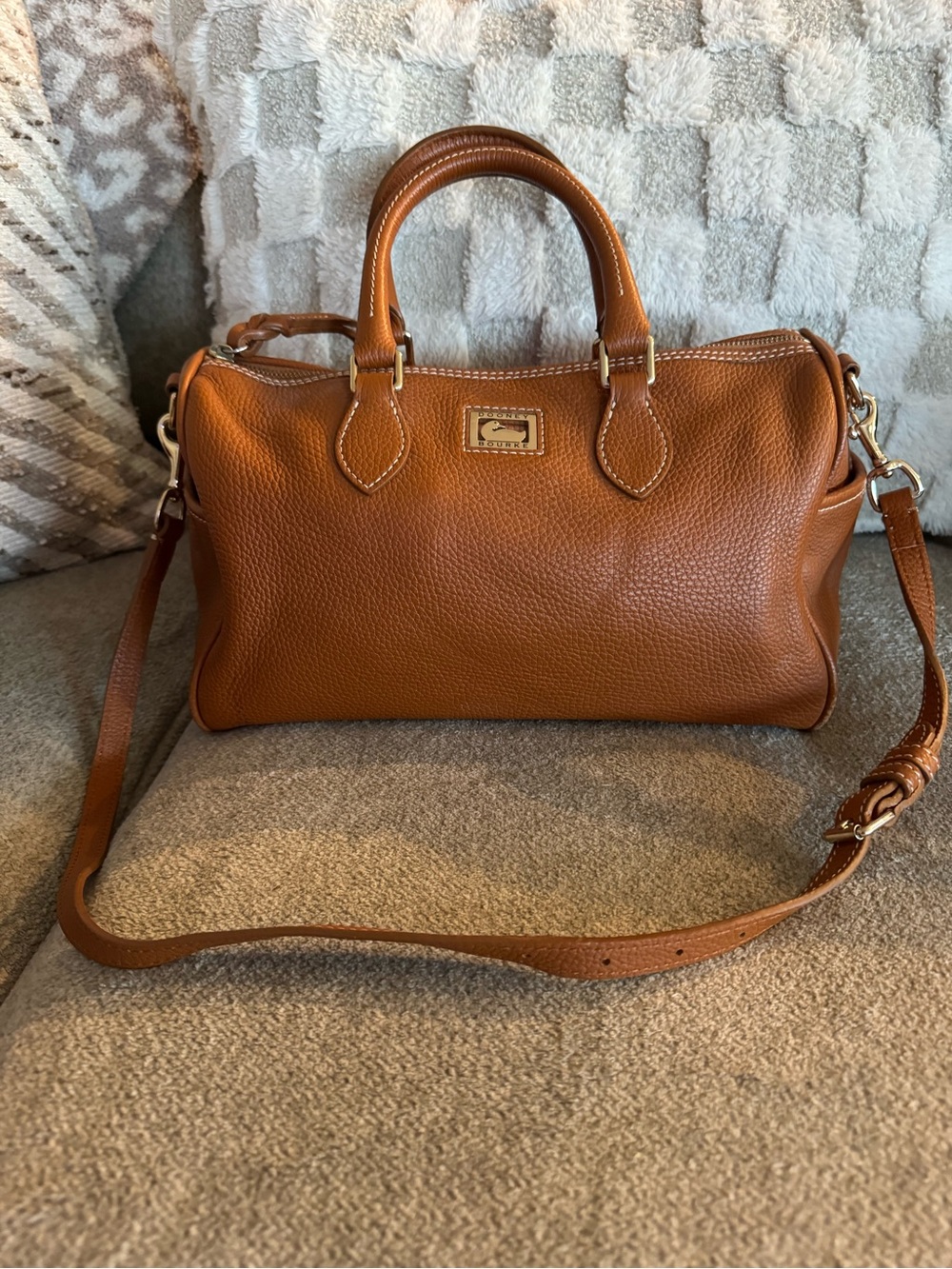 Dooney & Bourke Brown Pebbled Leather Satchel